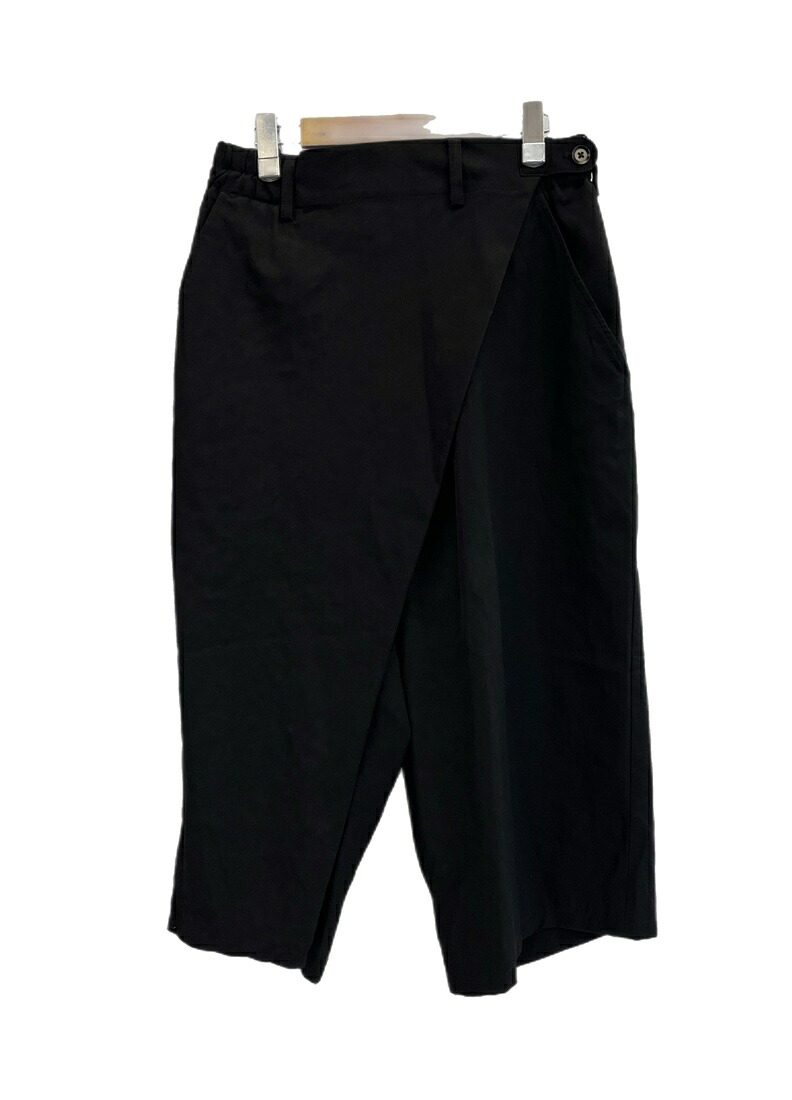 【中古】ヨウジ ヤマモト YOHJIYAMAMOTO POUR HOMME 15SS ラップパンツ 変形パンツ ワイドパンツ 黒 HU-P09-100 ハーフパンツ ブラック 2 101MB-889｜ドンドンサガール