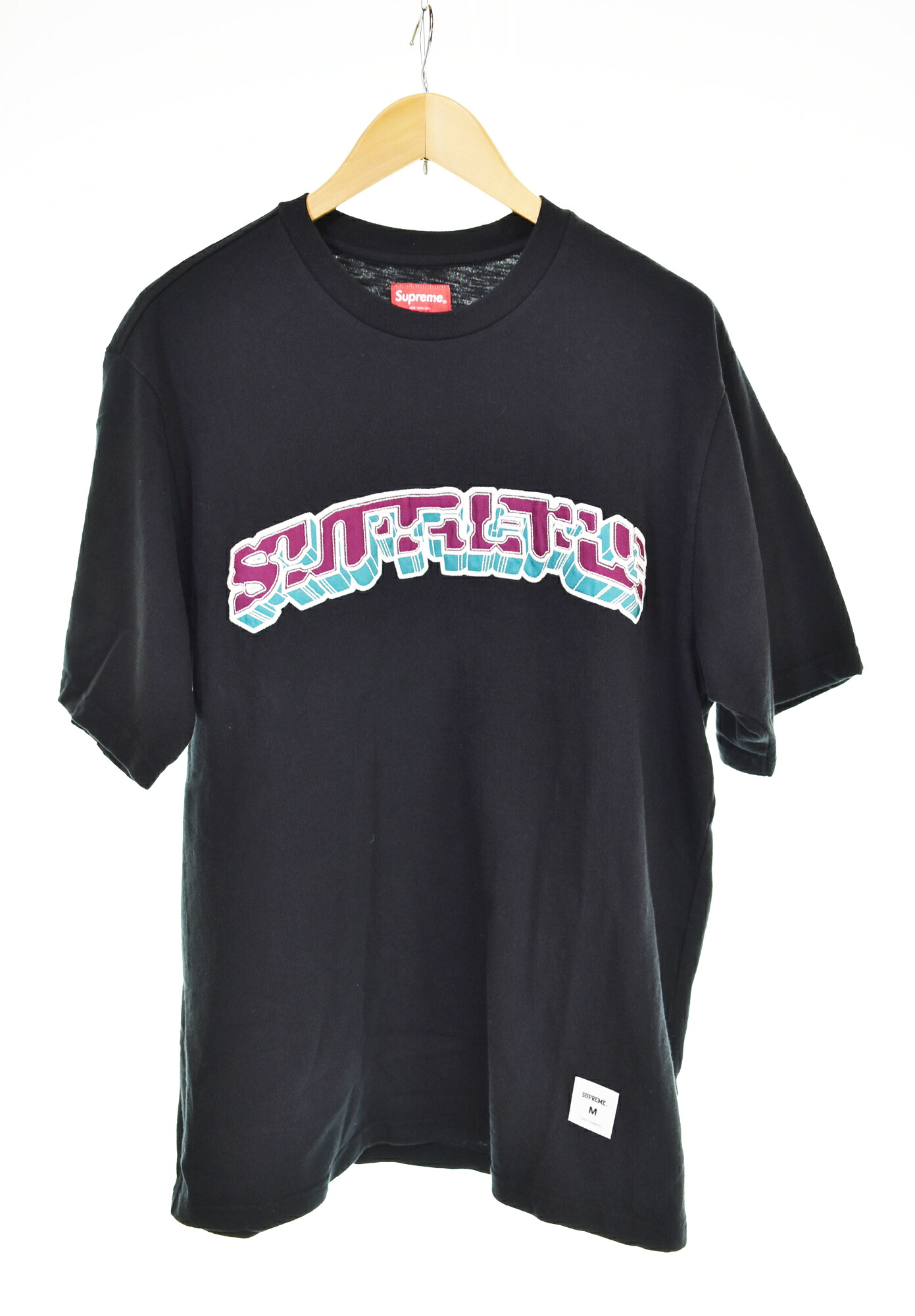 【中古】シュプリーム SUPREME 23SS Block Arc S/S Top 立ちはだかる アーチ形ロゴタイプ 半袖プルオーバー プルオーバー 黒いこと M大きさ 103MT-4039