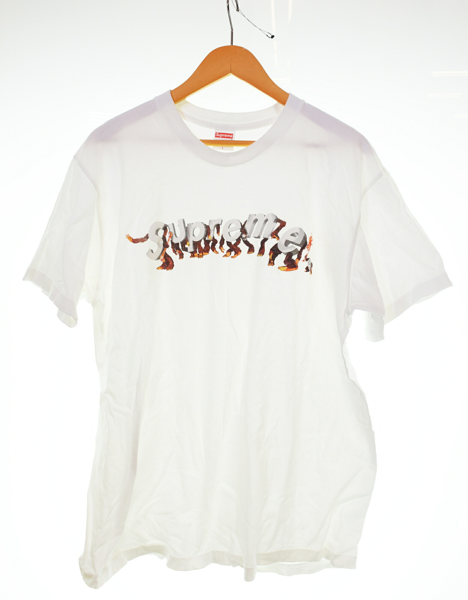 【中古】シュプリーム SUPREME 21SS Apes Tee エイプス ティーシャツ  白いこと L大いさ 103MT-4066 Tシャツ・カットソー-トップス