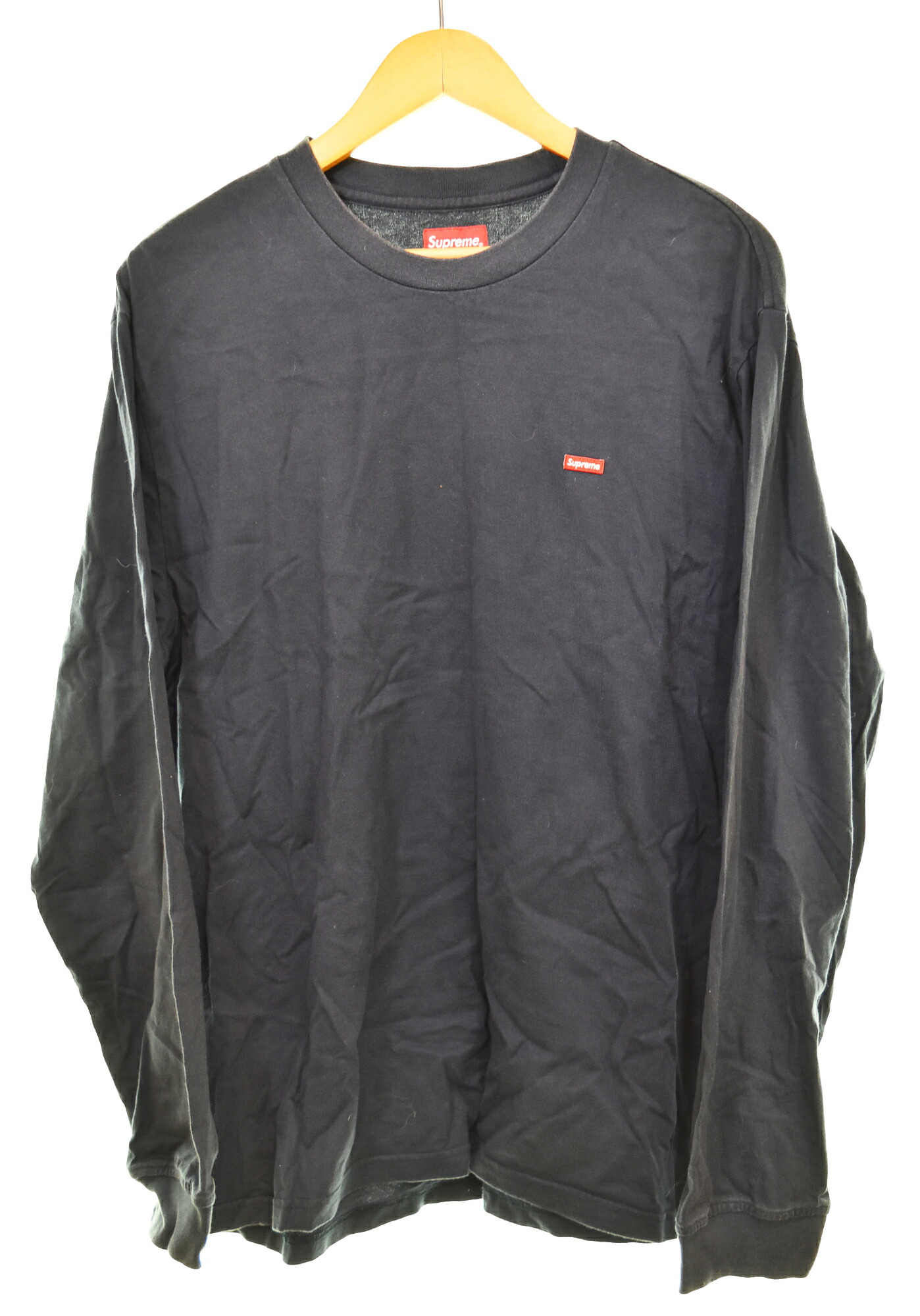【中古】シュプリーム SUPREME Small Box Logo L/S Tee スモールボックスロゴ刺しゅう ロング捩り ロンT 黒いこと L大きさ 103MT-4067