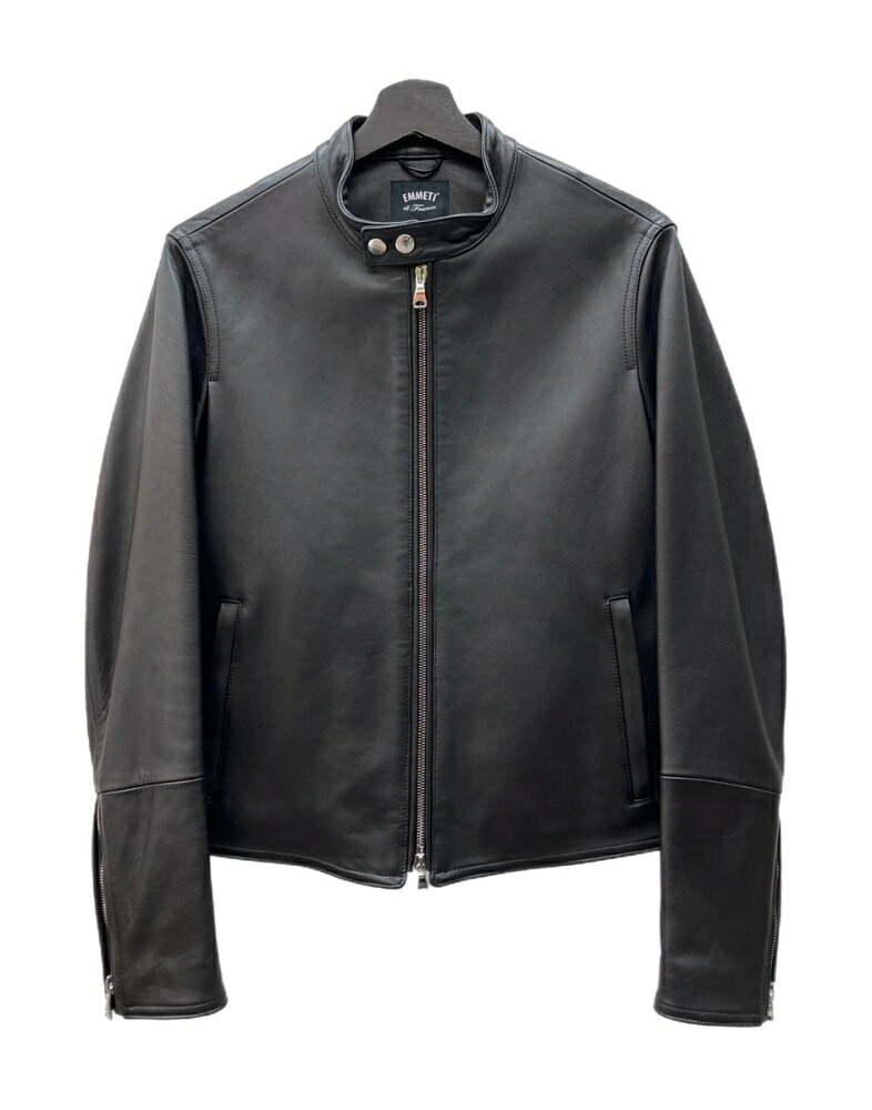 【中古】 エンメティ EMMETI Single Riders Jacket H UOMO シングル ライダース ジャケット ダブルジップ バイカー アウトドア アウター 黒 サイズ44 ジャケット 無地 ブラック 104MT-2801