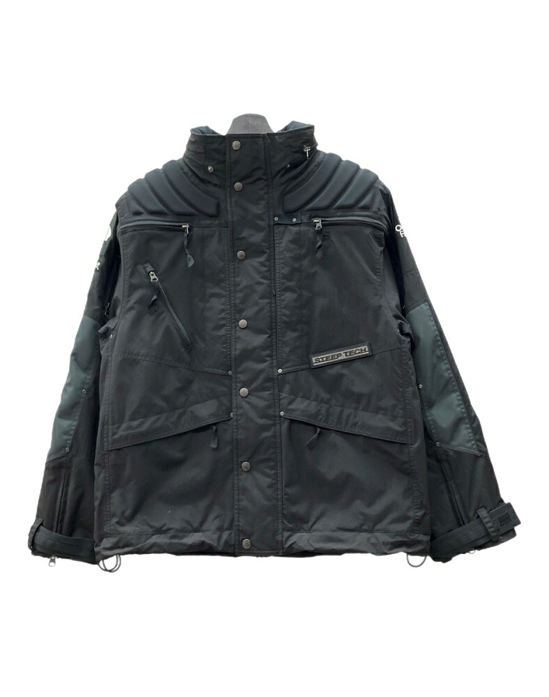 【中古】 ザノースフェイス THE NORTH FACE &times; SUPREME シュプリーム 22AW teep Tech Apogee Jacket スティープ テック アポジー ジャケット ダブルジップ プロテクター 黒 NF0A8233 ジャケット ロゴ ブラック Mサイズ 104MT-2806｜ドンドンサガール