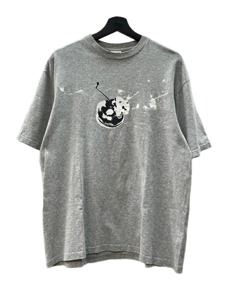 【中古】 シュプリーム SUPREME Popped Cherry Tee ポップド 桜んぼう プルオーバー 労働者の一団素っ首 グラフィック 半袖 灰 プルオーバー 刷り上げる 薄墨色 L大きさ 104MT-2817