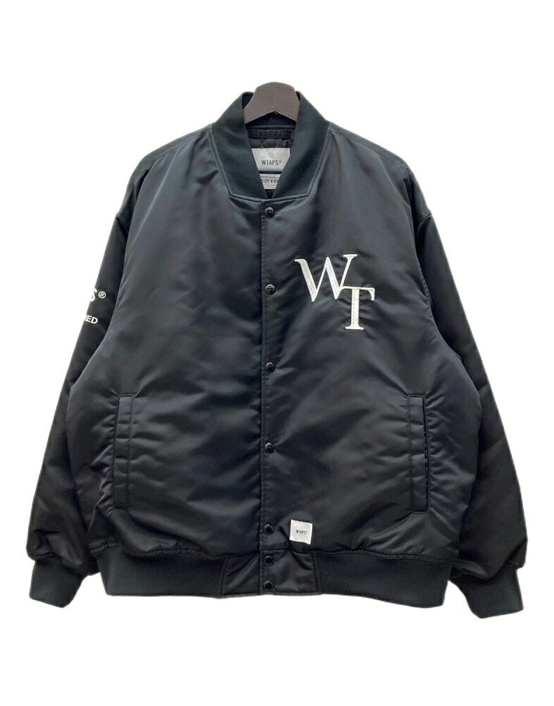 【中古】 ダブルタップス WTAPS 23AW TEAM JACKET NYLON TWILL LEAGUE 野球クラブ 上衣 ナイロン ツイル 競技団体 刺しゅう アウター 黒 232TQDT-JKM05 大きさ03 上衣 ロゴタイプ 黒いこと 104MT-2842