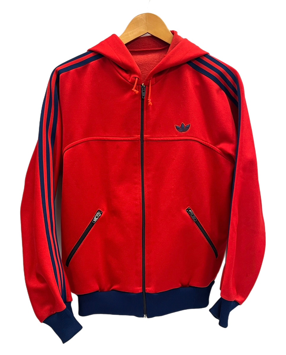 【中古】アディダス adidas 80&rsquo;s DESCENTE デサントタグ トラックジャケット フーディ 赤 パーカ レッド 101MT-5959｜ドンドンサガール