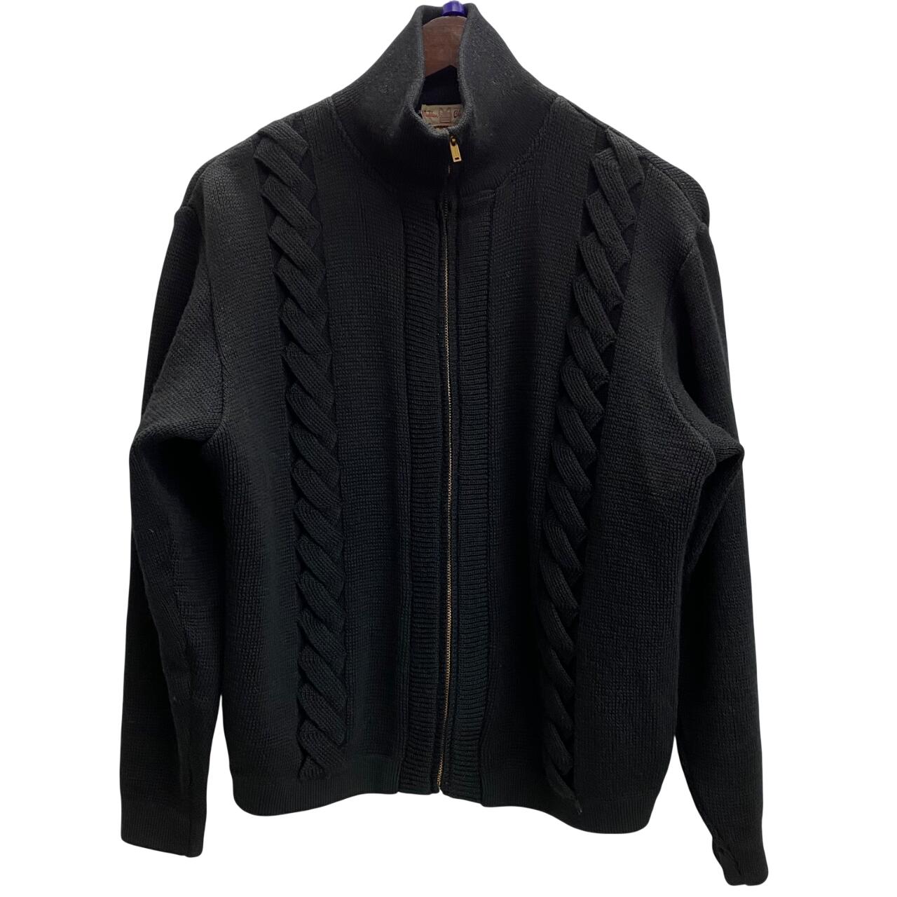 【中古】ヴィンテージ vintage 50\u0027s 60\u0027s Mullen \u0026 Bluett Wool Full Zip Knit フルジップ 編み物 スウェーター 黒いこと S大きさ 201MT-5444 VB