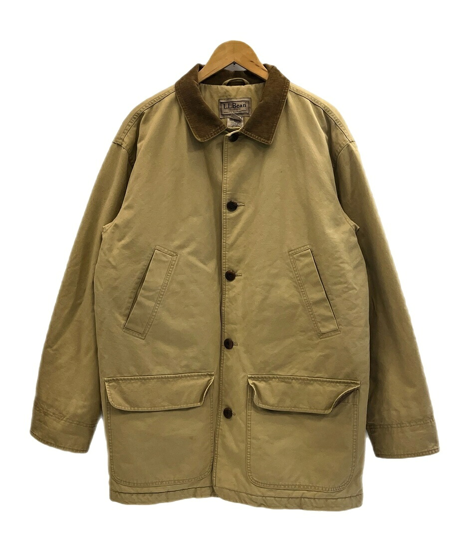 【中古】エルエルビーン L.L.Bean 遊猟上衣 覆いかぶせる櫂 裏地キルティング 襟コール天 茶 上衣 ベージュ L大きさ 101MT-5975