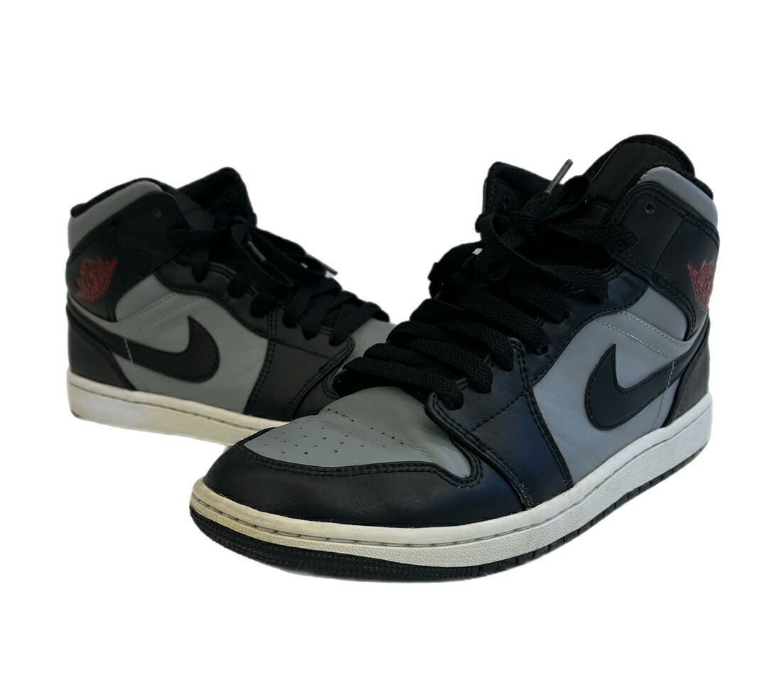 【中古】ジョーダン JORDAN Nike Air Jordan 1 Mid Shadow ナイキ エアジョーダン1 ミッド シャドウ ブラック 554724-096 メンズ靴 スニーカー グレー 26cm 101sh-2536