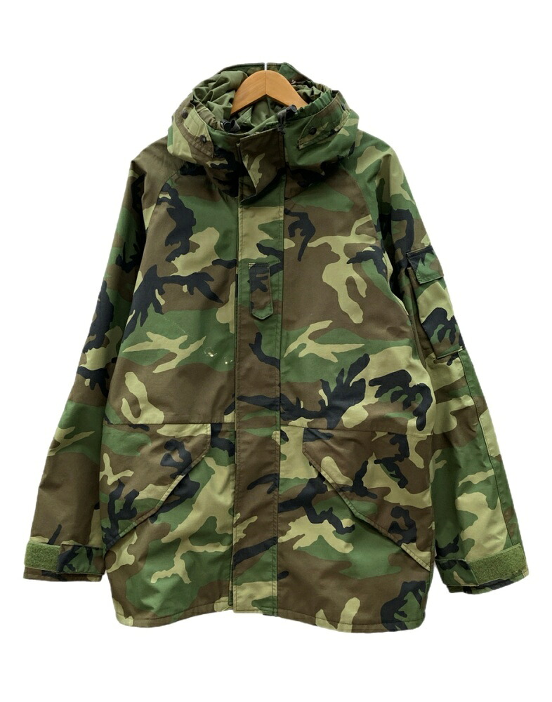 【中古】 ミリタリー Military ECWCS PARKA COLD WEATHER CAMOUFLAGE エクワックス パーカー テニアー インダストリーズ ダブルジップ 緑 サイズM-L ジャケット カモフラージュ・迷彩 マルチカラー 104MT-2861|ドンドンサガール