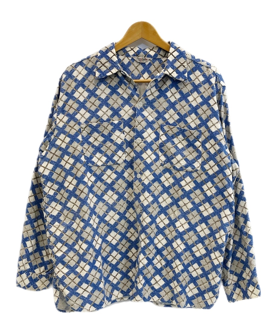 【中古】ヴィンテージ vintage 50s 50's Sun Valley マチ付き 総柄シャツ ネルシャツ ヴィンテージ 長袖シャツ マルチカラー Lサイズ 101MT-5982|ドンドンサガール