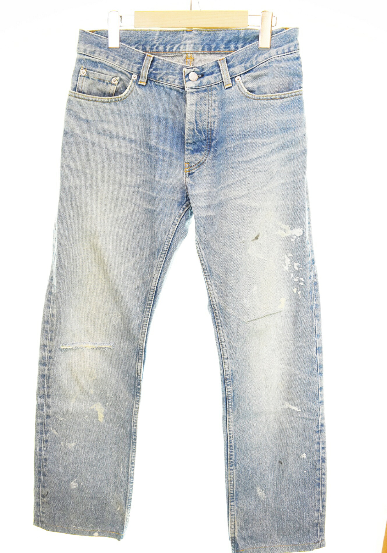 【中古】ヘルムートラング HELMUT LANG 90s Damage Paint Denim ペンキデニムパンツ デニム ブルー 31 103MB-865