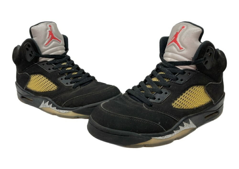 【中古】 ナイキ NIKE 16年製 Air Jordan 5 Retro OG Fire Red エア湖 ジョーダン レトロ AJ5 スウッシュロゴ シューズ 黒 845035-003 メンズ靴 スニーカー 黒いこと 27糎 104S-1182