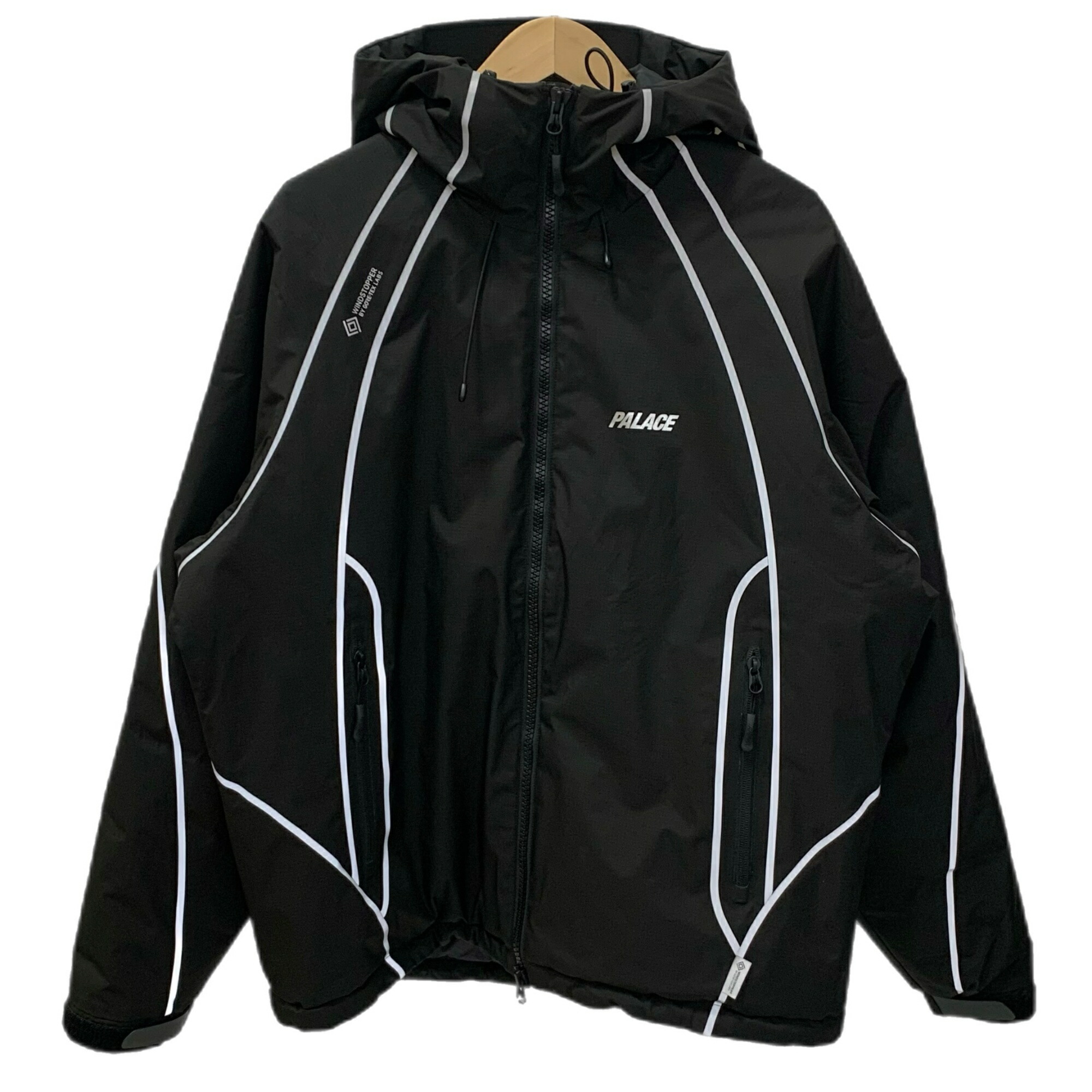 【中古】九重の天 滑るゲーム盤 PALACE SKATEBOARDS ゴアテックスウィンドストッパー イルミネータージャケット GORE-TEX WINDSTOPPER Illuminator Jacket 上衣 黒いこと S大いさ 201MT-5474 コート・ジャケット-メンズファッション