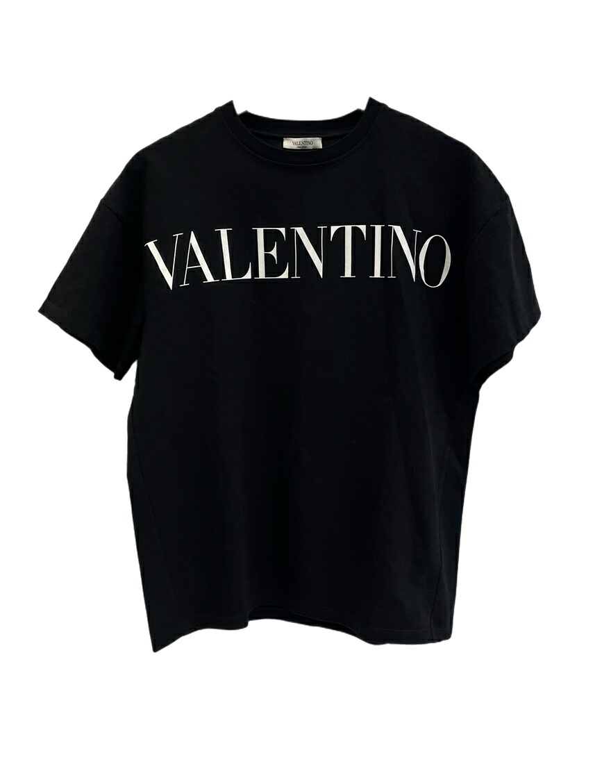【中古】ヴァレンティノ VALENTINO 21AW LOGO T-SHIRT 向こう正面 ロゴタイプ 刷り上げる 黒 WV0MG10W7SS XS プルオーバー 黒いこと SS大きさ 101MT-6004