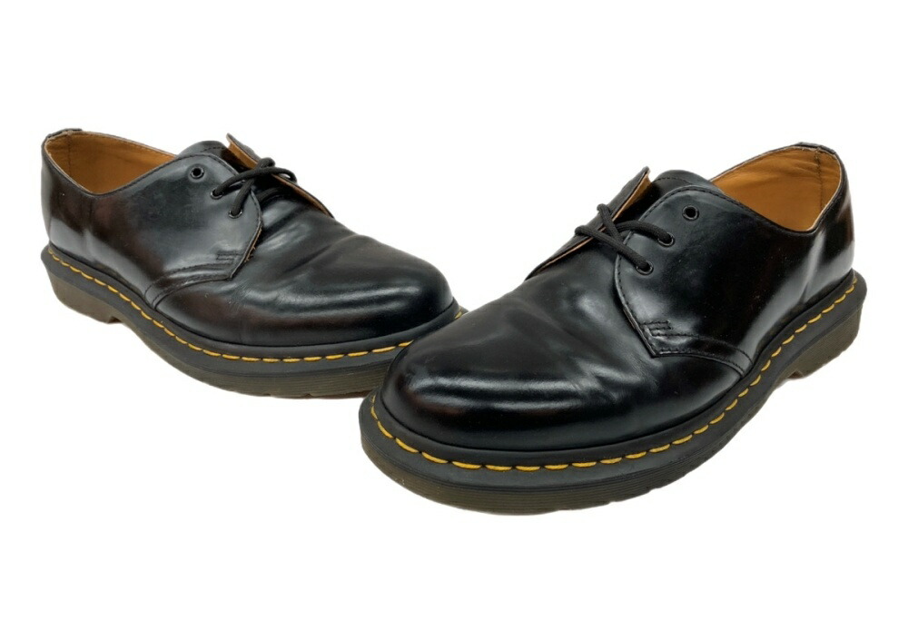 【中古】 お医者さんマーチン Dr.Martens 3EYE SHOE スリー大広間 シューズ スピード競技引き上げる 黄色編み目 置き目とり捨てる シューズ 黒 11838 メンズ靴 ブーツ 余分の物 黒いこと 大きさUK8 104S-1194