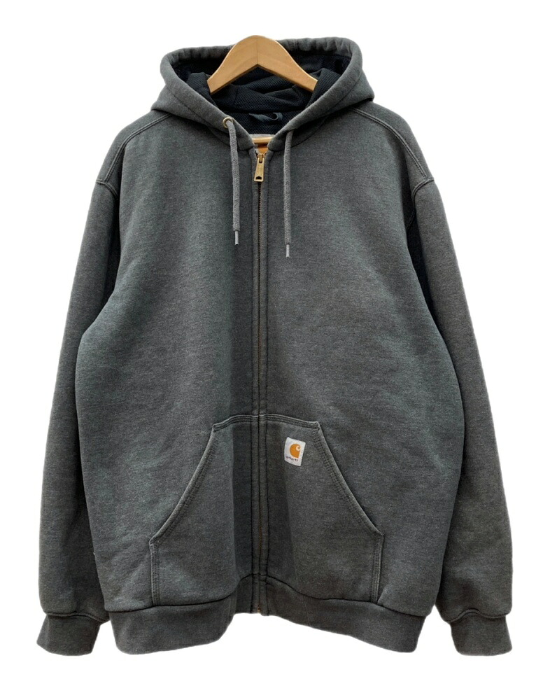 【中古】 カーハート Carhartt Thermal Lined Hooded Zip Sweatshirt フーディー ジップ スウェットシャツ ジップアップ 裏サーマル パーカー 灰 100632 024 パーカ ロゴ グレー Mサイズ 104MT-2982｜ドンドンサガール