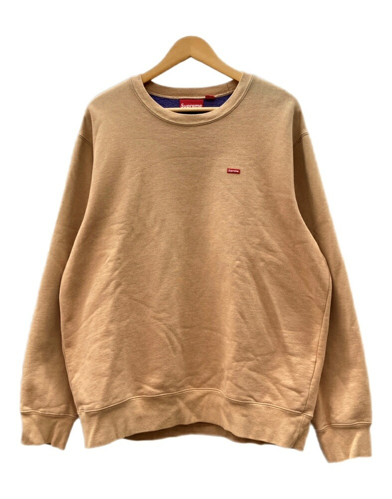 【中古】 シュプリーム SUPREME 18SS Small Box Logo Contrast Crewneck スモール ボックス席 ロゴタイプ 労働者の一団のど首 汗水 調教師 裏起毛 うす茶色 汗水 刺しゅう ベージュ L大きさ 104MT-2988