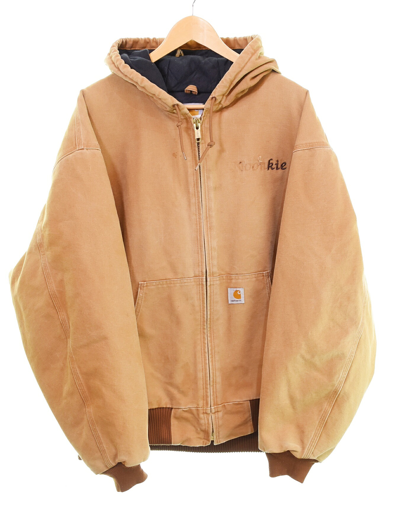 【中古】カーハート Carhartt アクティブ ジャケット Active Jacket ダック フーディー DUCK HOODED 刺繍 MADE in MEXICO メキシコ製 3XL ジャケット ブラウン 4Lサイズ 103MT-4267｜ドンドンサガール
