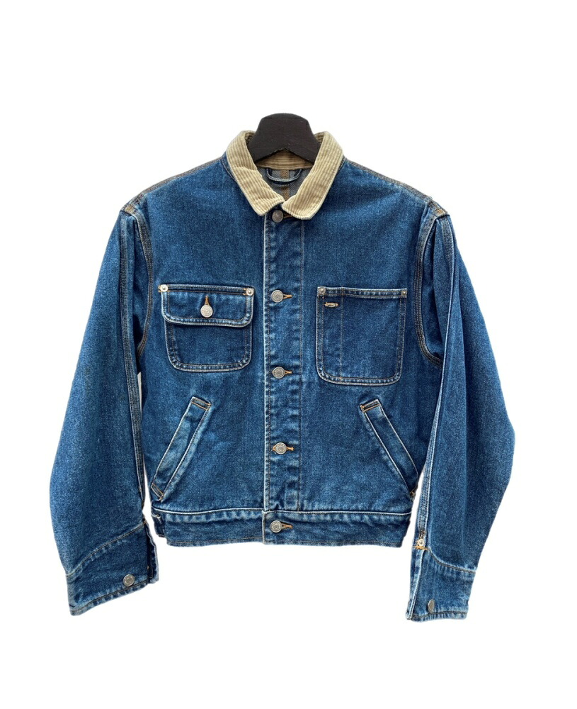 【中古】 ラルフローレン RalphLauren ポロ POLO 襟コール天 ジーンズ上衣 Gジャン DENIM JACKET ともし火上衣 革継ぎ切れ INDIGO インディゴ BLUE 青 上衣 ロゴタイプ 青色 S大いさ 104LT-432 コート・ジャケット-レディースファッション