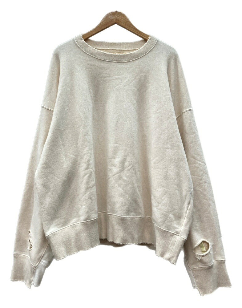 【中古】 シュタイン stein DOUBLE PATTERN REBUILD SWEAT LS ダブル パターン リビルド スウェット ダメージ加工 トレーナー 白 ST.136 スウェット ロゴ ホワイト Mサイズ 104MT-2995|ドンドンサガール