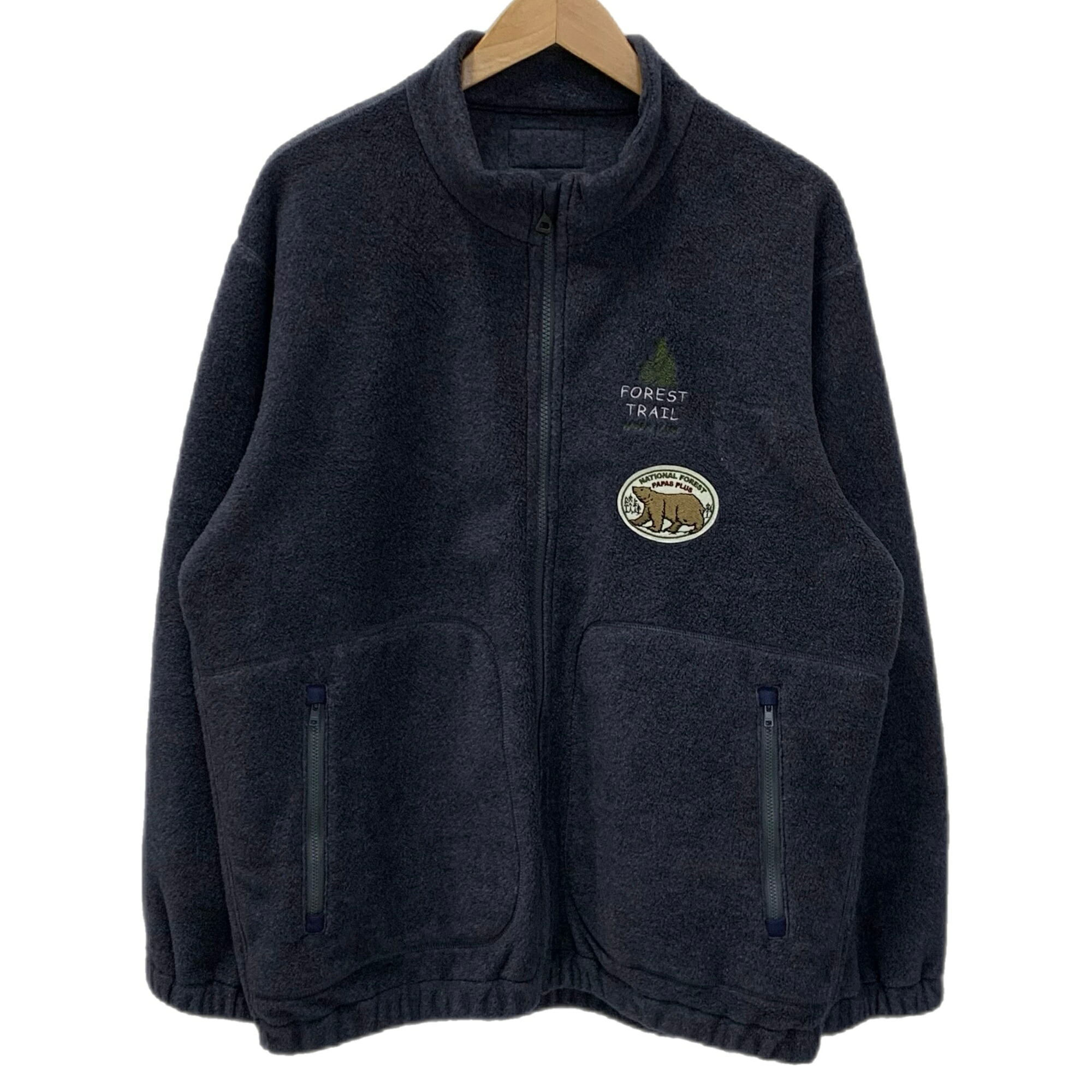 【中古】パパス Papas フルジップ ワッペン フリース ジャケット D044CUJM002 ジャケット グレー Lサイズ 201MT-5694｜ドンドンサガール