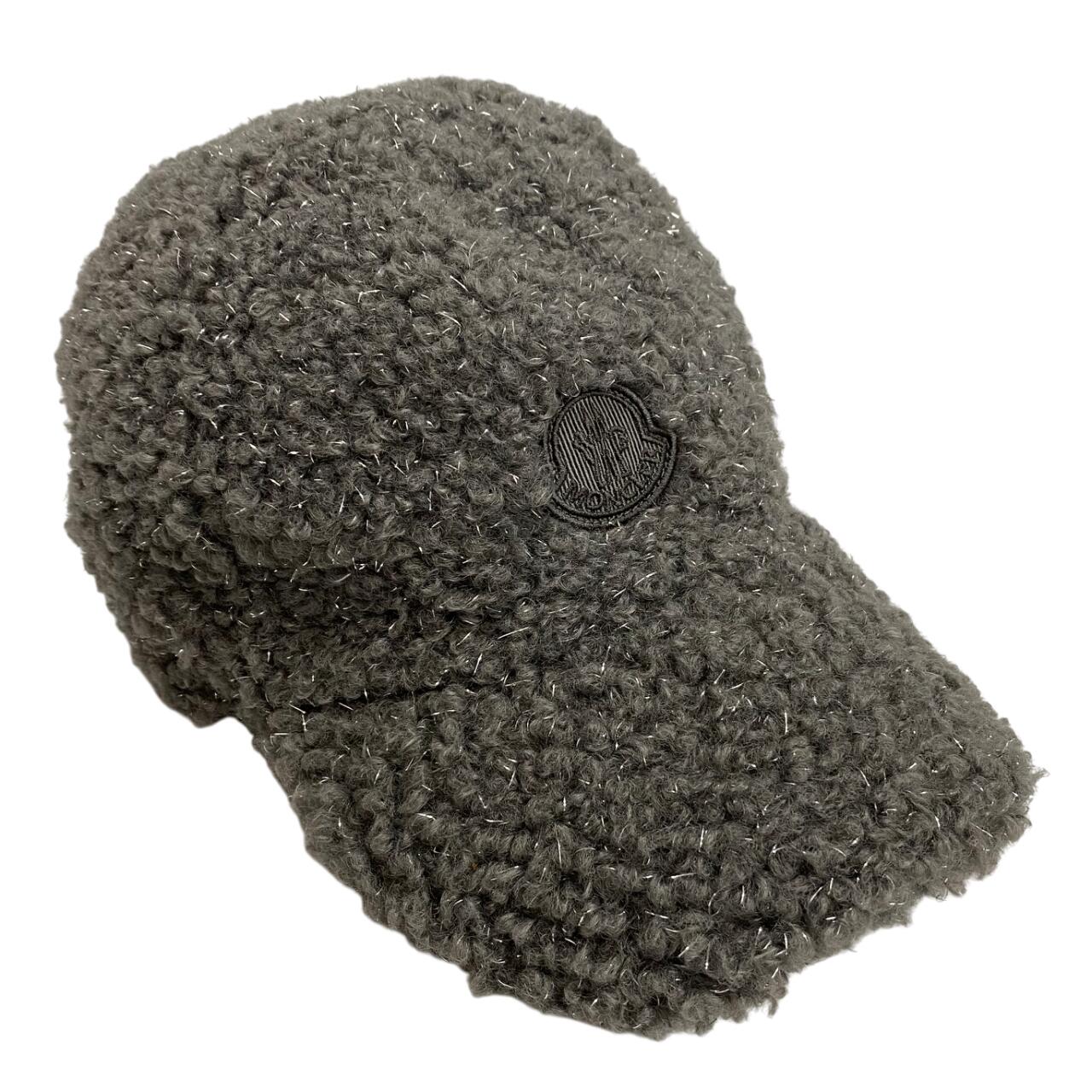 【中古】モンク軌跡 MONCLER 22AW ロゴタイプ紋章付き添い人 フェイクファー ボア かぶり笠 レディースかぶり笠 旗がしら 薄墨色 201goods-917