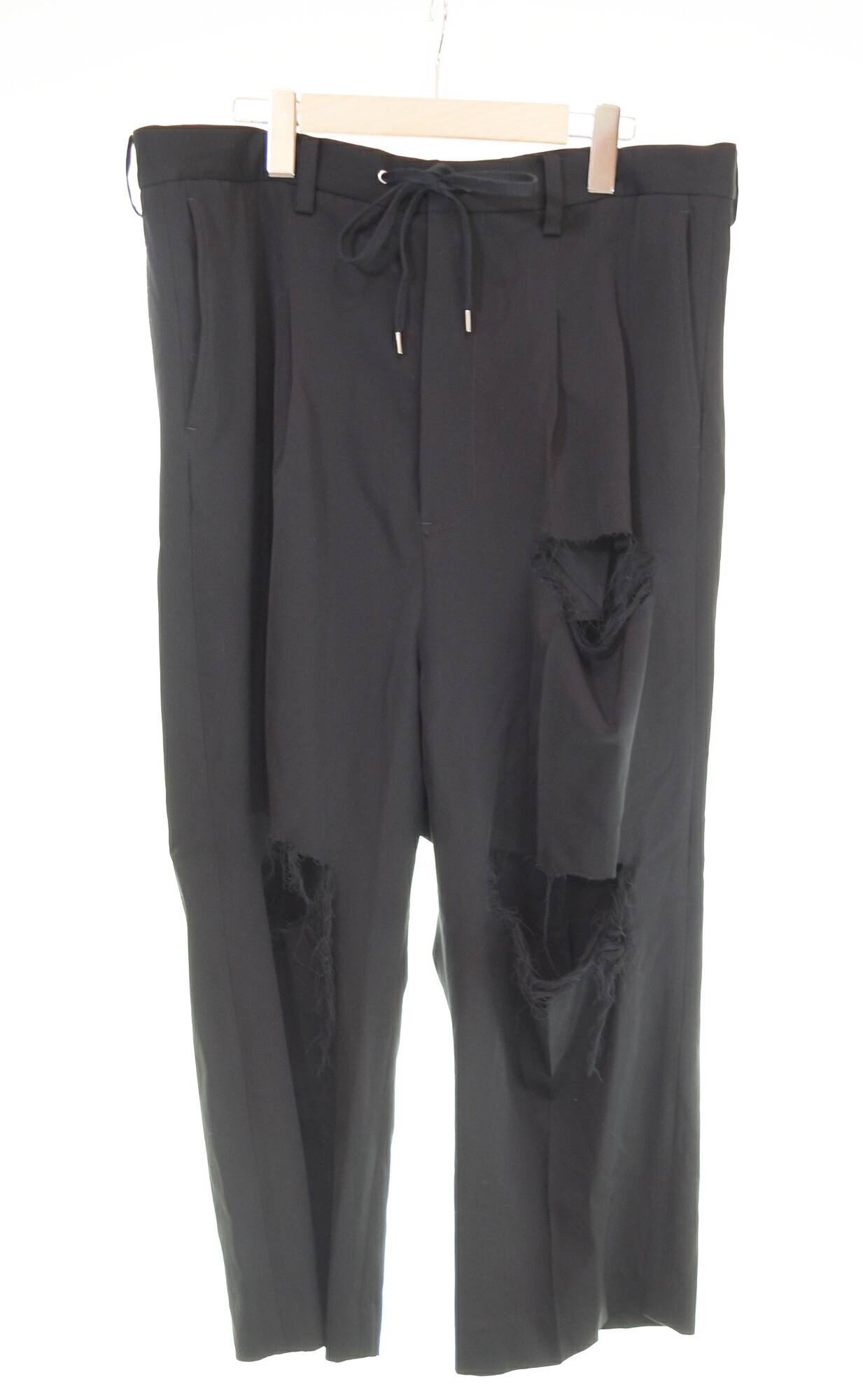 【中古】タカヒロミヤシタザソロイスト TAKAHIROMIYASHITATheSoloist. 24SS 2 tuck front pant 衝突 2タックフロントパンツ sp.0002aSS24 ボトムス余分の物 黒いこと 46 103MB-906