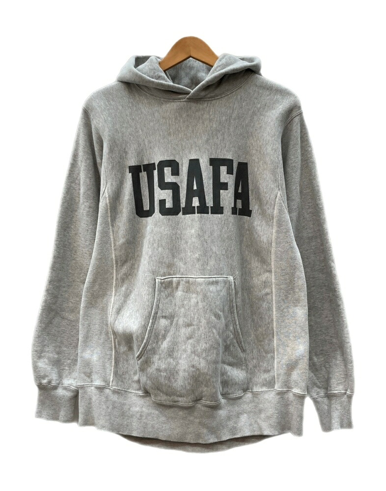 【中古】 バズリクソンズ BUZZ RICKSON REVERSE SWEAT PARKA リバース スウェット パーカー プルオーバー フーディー USAFA トレーナー 裏起毛 灰 パーカ プリント グレー Lサイズ 104MT-3012