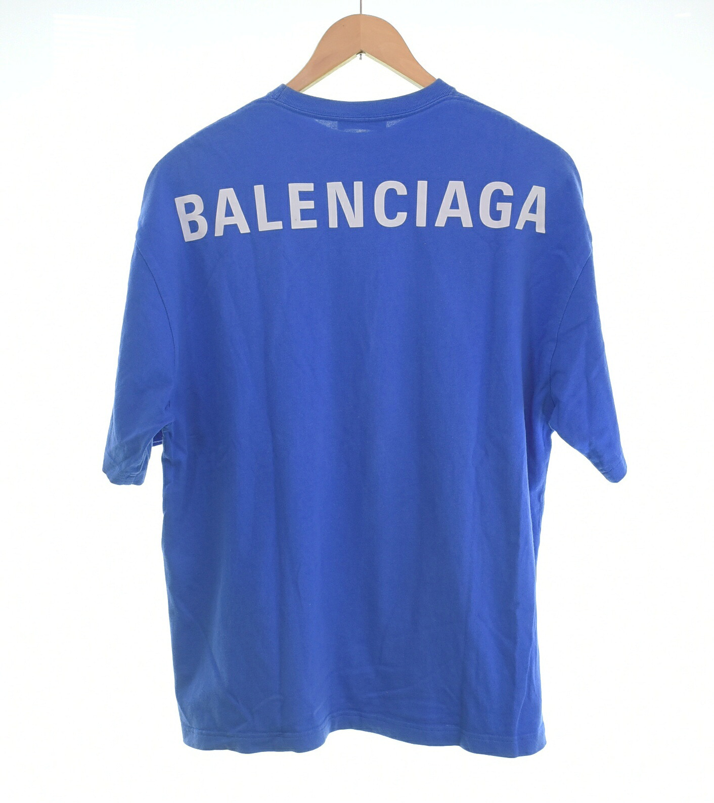 【中古】バレンシアガ BALENCIAGA うしろ側 ロゴタイプ プルオーバー BACK LOGO TEE   570805 THV80 プルオーバー 青み S大きさ 103MT-4320