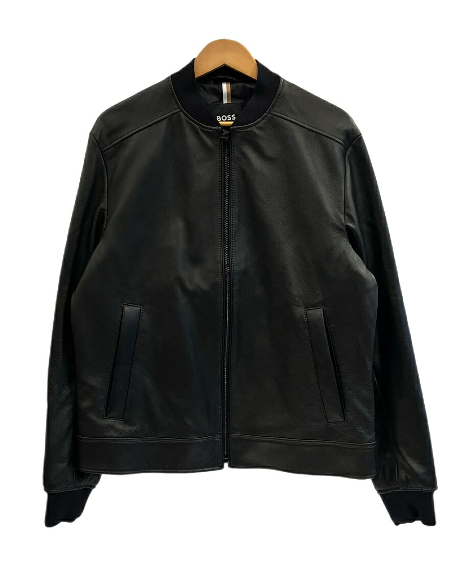 【中古】主任者 BOSS HUGO BOSS ヒューゴボス Malba_2 Lambskin Leather  Jacket なめし革上衣 羊革 黒 50515731 48 上衣 黒いこと 101MT-6129