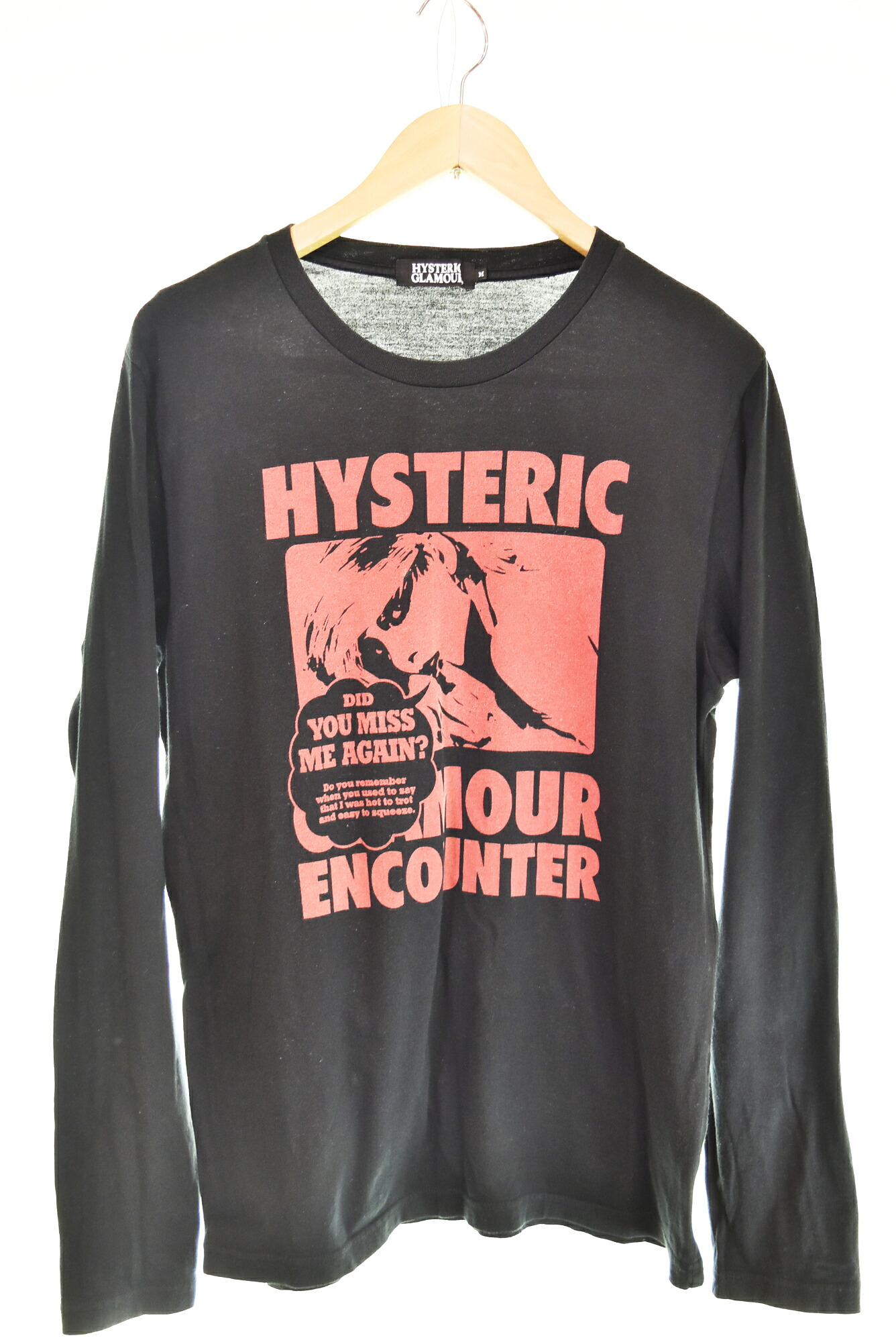 【中古】ヒステリックグラマー HYSTERIC GLAMOUR ロゴ プリント長袖Tシャツ ロンT 0201L01 長袖カットソー ブラック Mサイズ 103LT-208