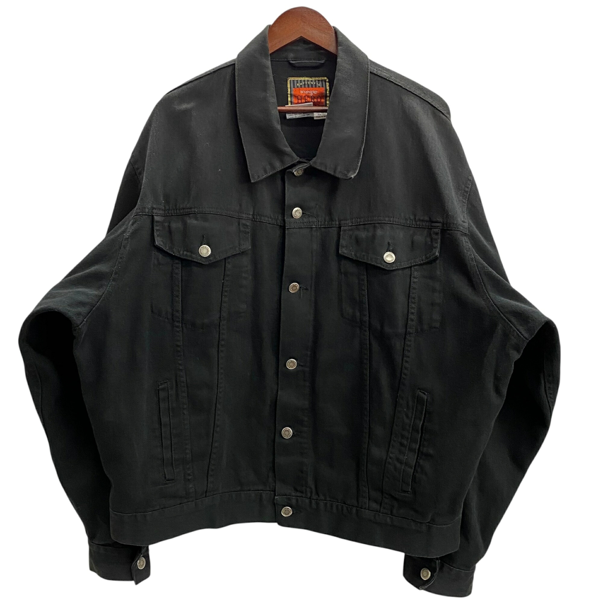 【中古】ラングラー Wrangler HERO 90\u0027s ブラックデニムジャケット 上衣 黒いこと XL大きさ 201MT-5795 VB