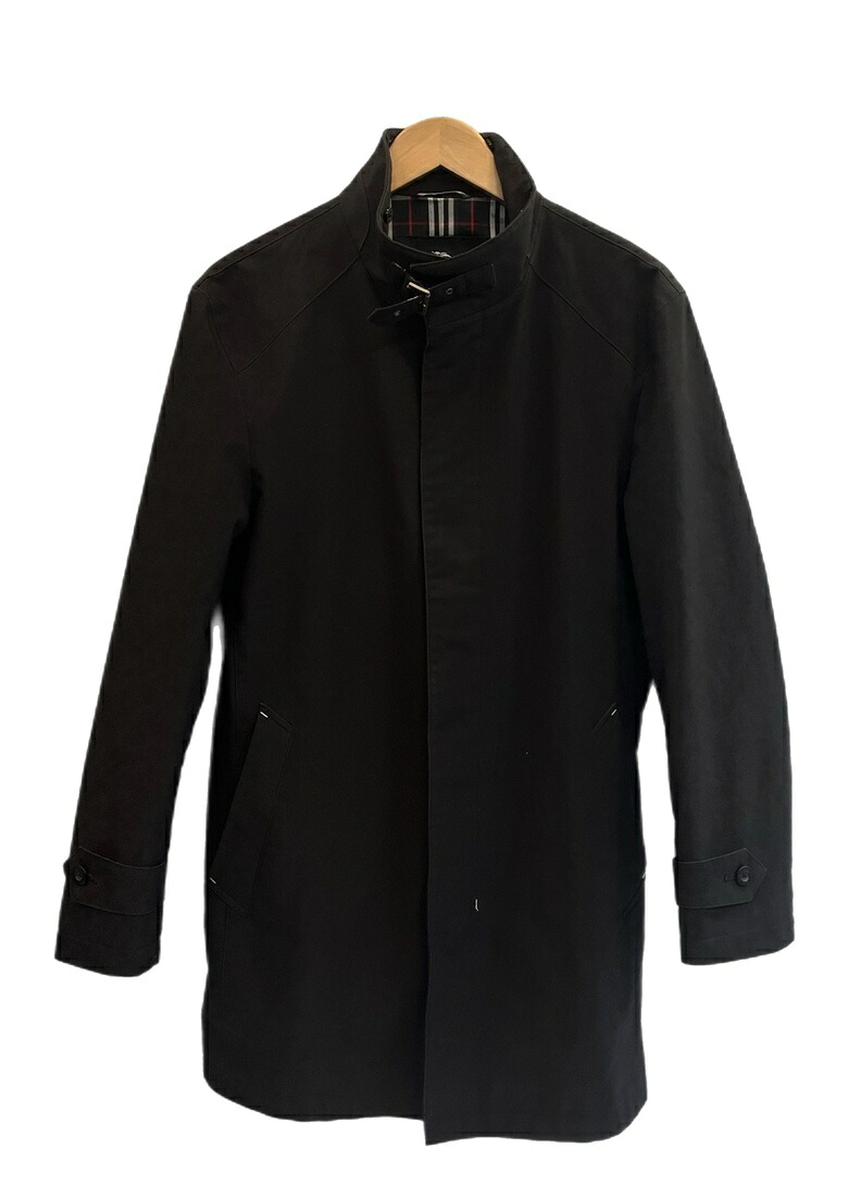 【中古】赤ちょうちんバリー Burberry BLACK LABEL 裏地 ノバチェック 厚地の外套 黒 BMA-37-508-09 厚地の外套 黒いこと L大きさ 101MT-6177
