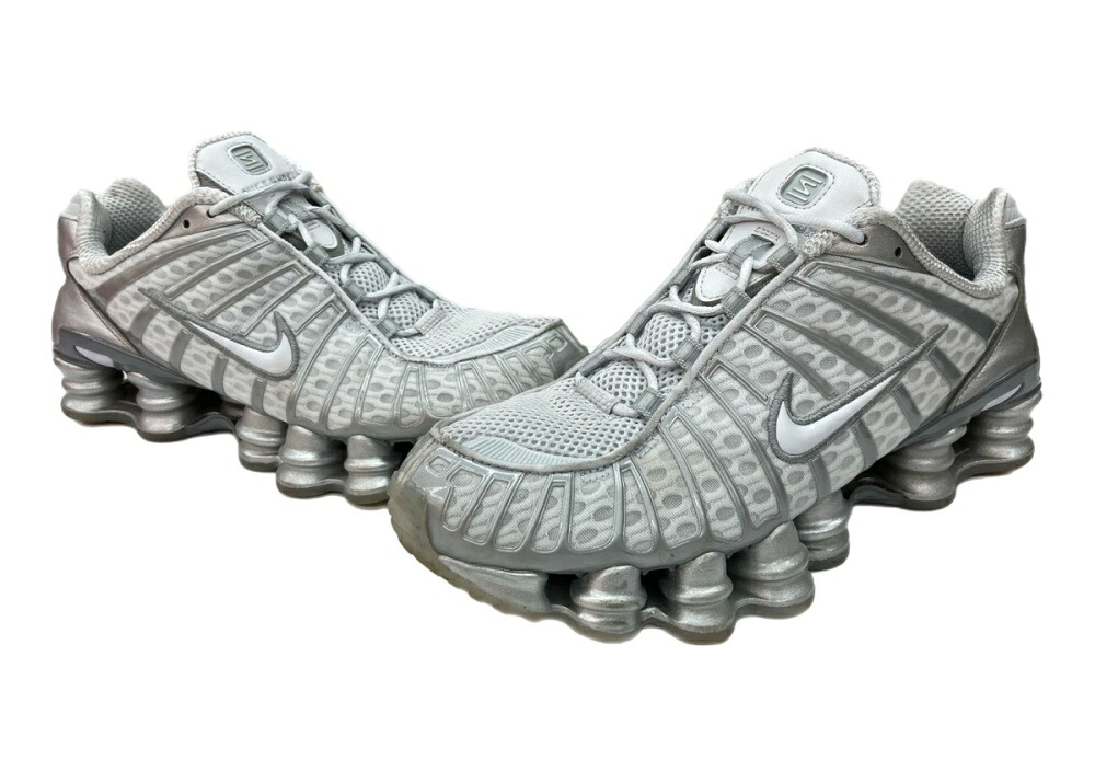 【中古】 ナイキ NIKE 24年製 W Shox TL PURE PLATINUM ショックス コイル メタリック ローカット シューズ 灰 AR3566-003 メンズ靴 スニーカー グレー 26.5cm 104S-1250|ドンドンサガール