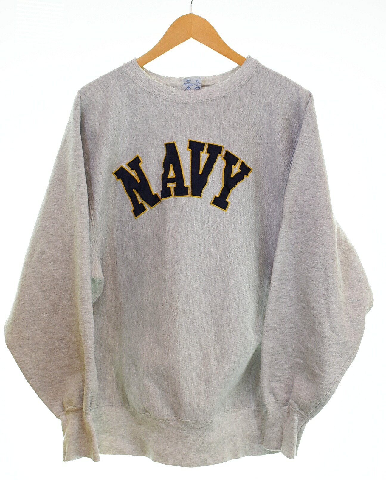 【中古】チャンピオン Champion 90s Vintage Reverse Weave Sweat ヴィンテージ リバース ウィーブ スウェット NAVY プリント 90年代 XL スウェット グレー LLサイズ 103MT-4379｜ドンドンサガール