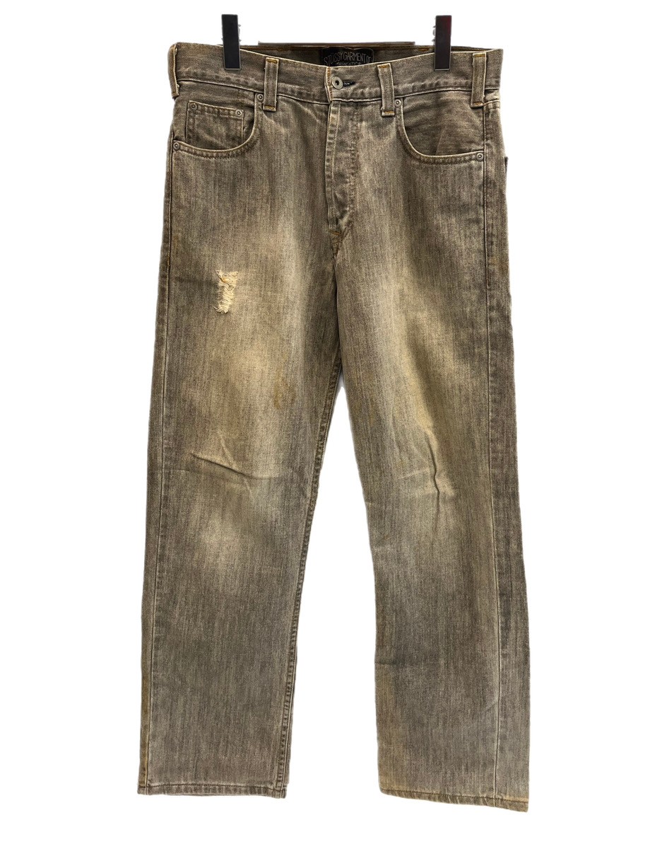 【中古】ステューシー STUSSY WORK GEAR ワークギア カナダ製 ダメージ デニム ジーンズ パンツ 灰 デニム グレー w32 101MB-937｜ドンドンサガール