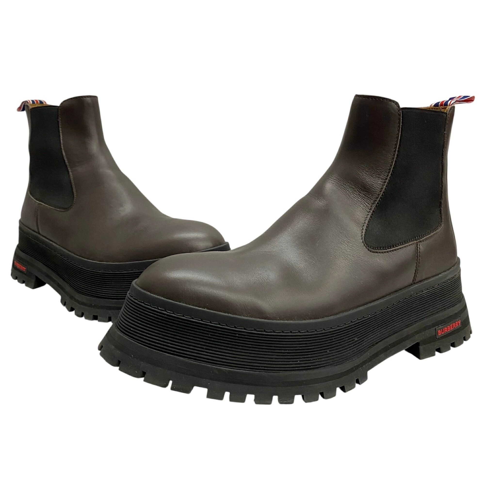 【中古】バーバリー Burberry Jeffrey Chelsea Boots Leather スペイン製 42サイズ メンズ靴 ブーツ サイドゴア ブラウン 27cmサイズ 201-shoes1697｜ドンドンサガール 30,566円