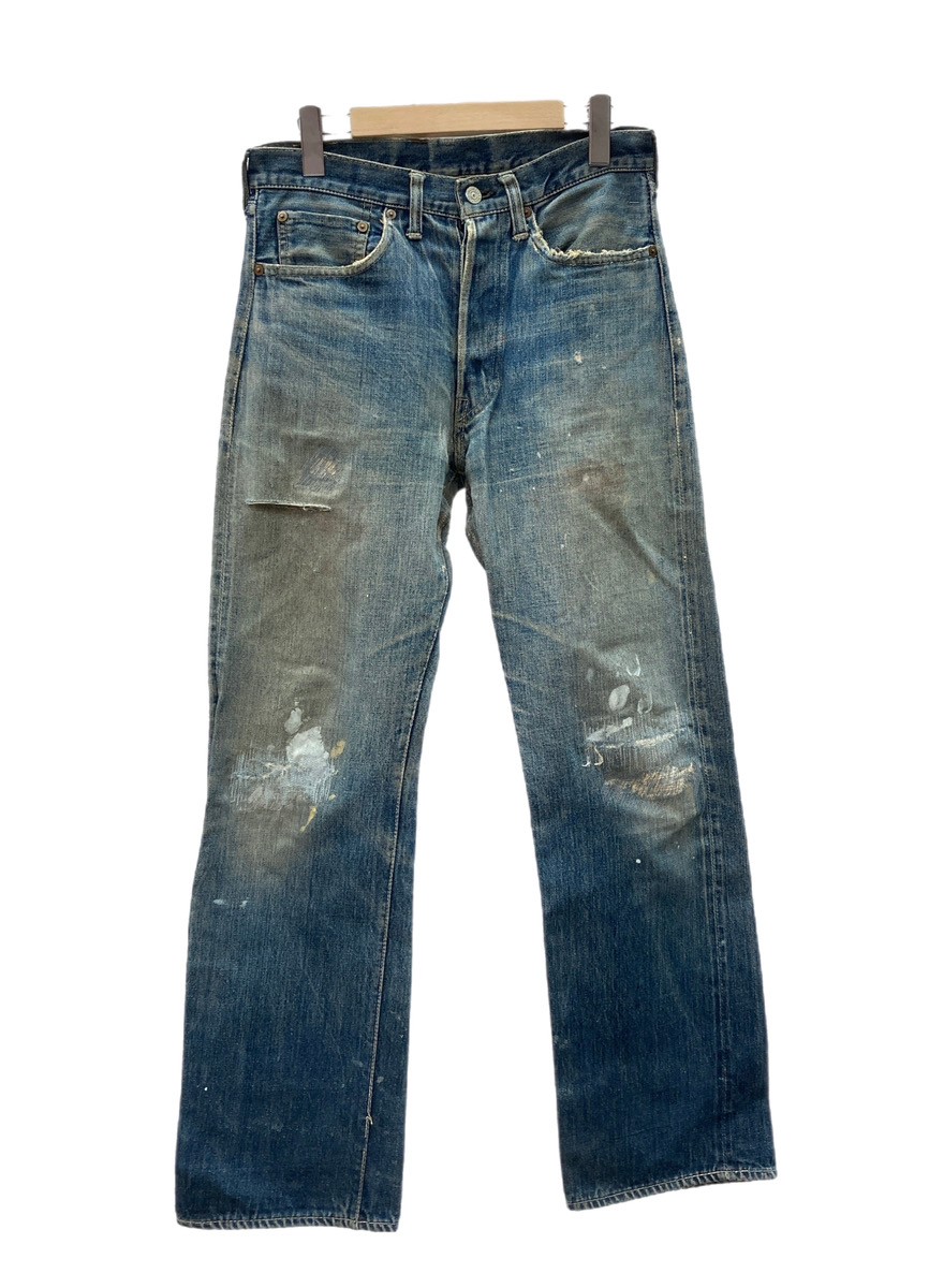 【中古】 リーヴァイズジーンズ Levi\u0027s 40s 50s 501XX 47青写真 目あたらしい 片面ため桶 革継ぎ切れ ジーンズ デニム ジーパン Vintage ヴィンテージ ズボン下 青 無地 ジーンズ 青色 104MB-531