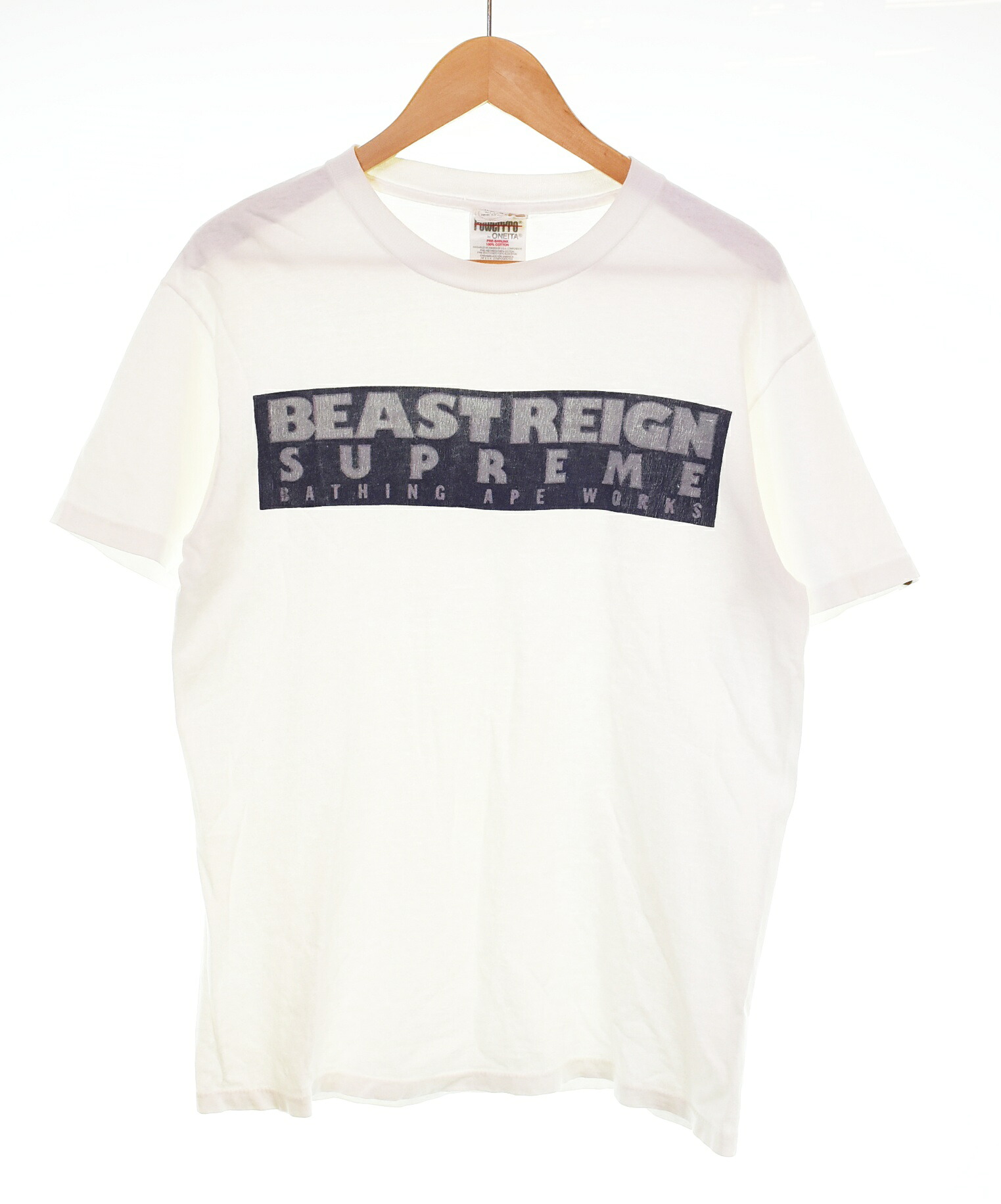 【中古】エイプ 90s A BATHING APE BEASTREIGN SUPREME Tee エイプ すべり出し プルオーバー M プルオーバー 白いこと M大きさ 103MT-4396