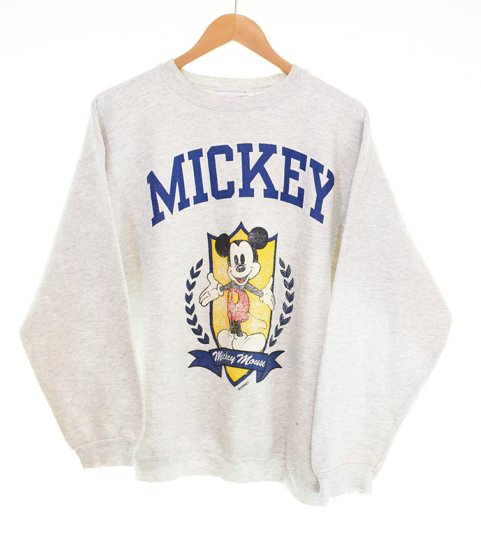 【中古】ヴィンテージ Vintage 90s USA製 Hanes Disney Mickey Mouse Sweat ウォルトディズニー ミッキーマウス 汗水 霜降り L 汗水 薄墨色 L大きさ 103MT-4415