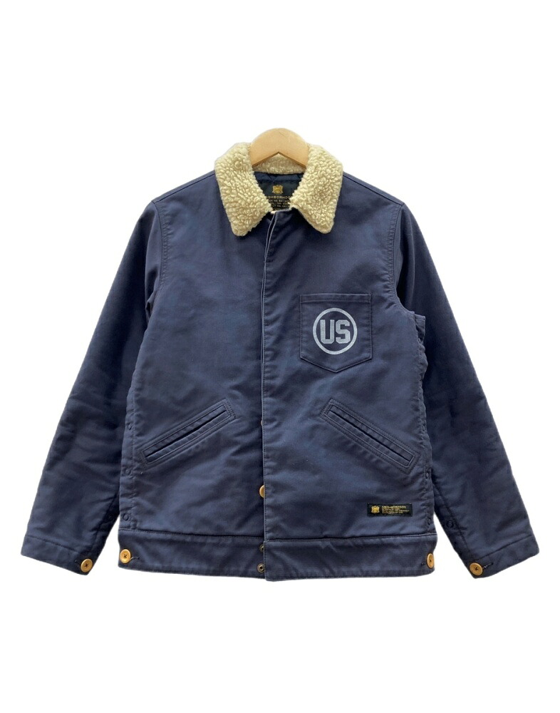 【中古】 ネイバーフッド NEIGHBORHOOD 15AW N-1 Deck Jacket 甲板 上衣 名取り草引き上げる 襟ボア ミリタリー アウター 紺 152SPNH-JKM04 上衣 ロゴタイプ 米国海軍 S大きさ 104MT-3059