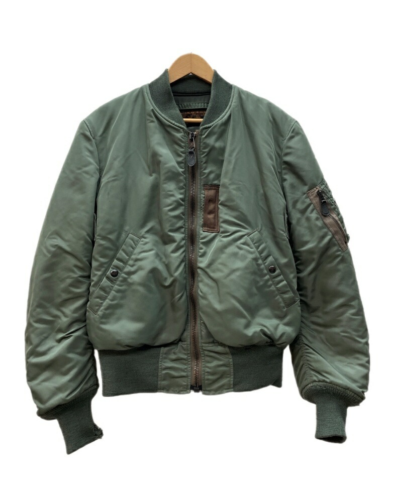 【中古】 リアルマッコイズ THE REAL McCOY'S MA-1 Flight Jacket フライト ジャケット ジップアップ エアフォース ミリタリー アウター 緑 ジャケット 無地 グリーン Lサイズ 104MT-3065|ドンドンサガール