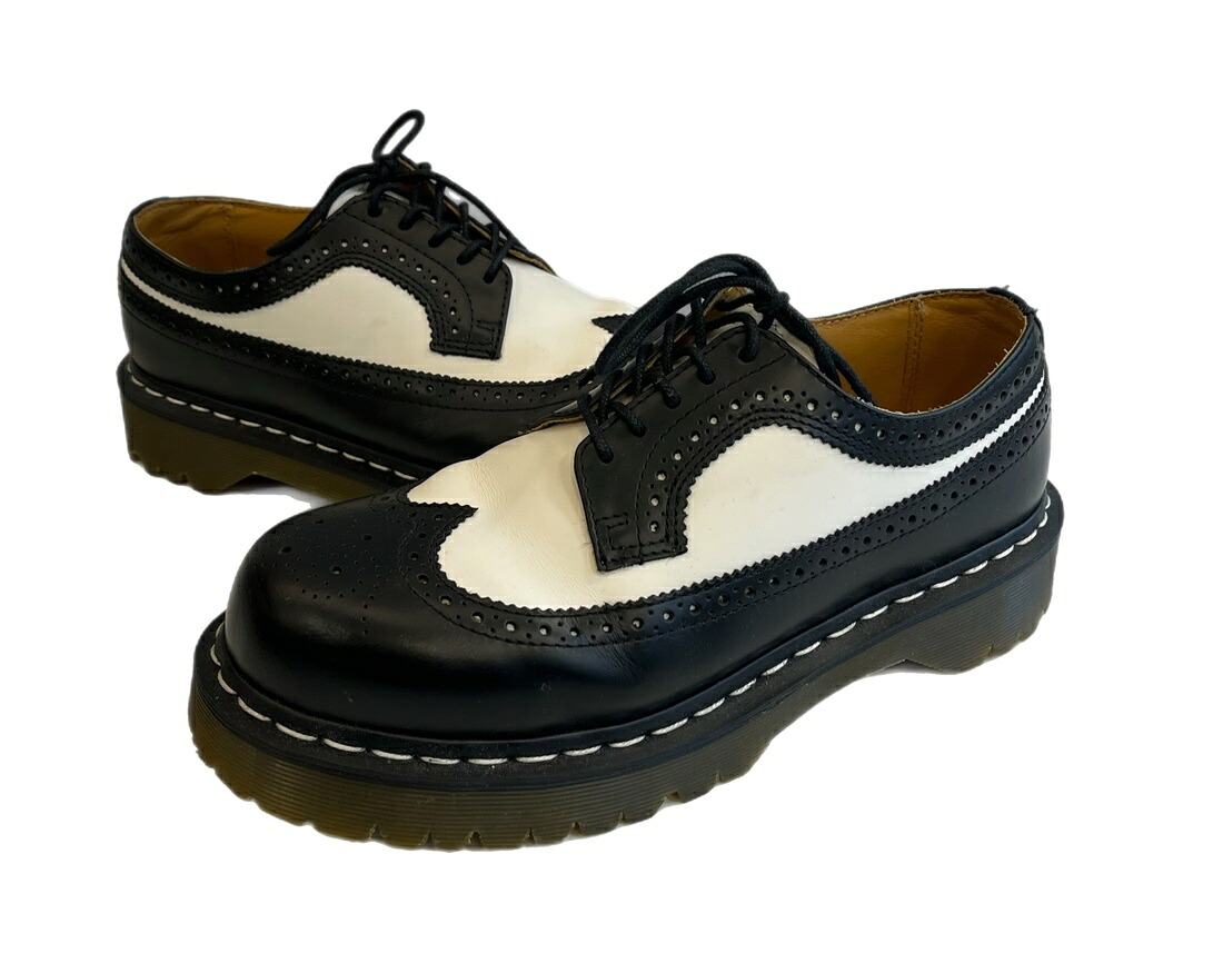 【中古】ドクターマーチン Dr.Martens BROGUE SHOE BEX ウィングチップシューズ 厚底 白黒 10458 メンズ靴 ブーツ その他 ブラック UK7(参考サイズ約26cm) 101sh-2606|ドンドンサガール