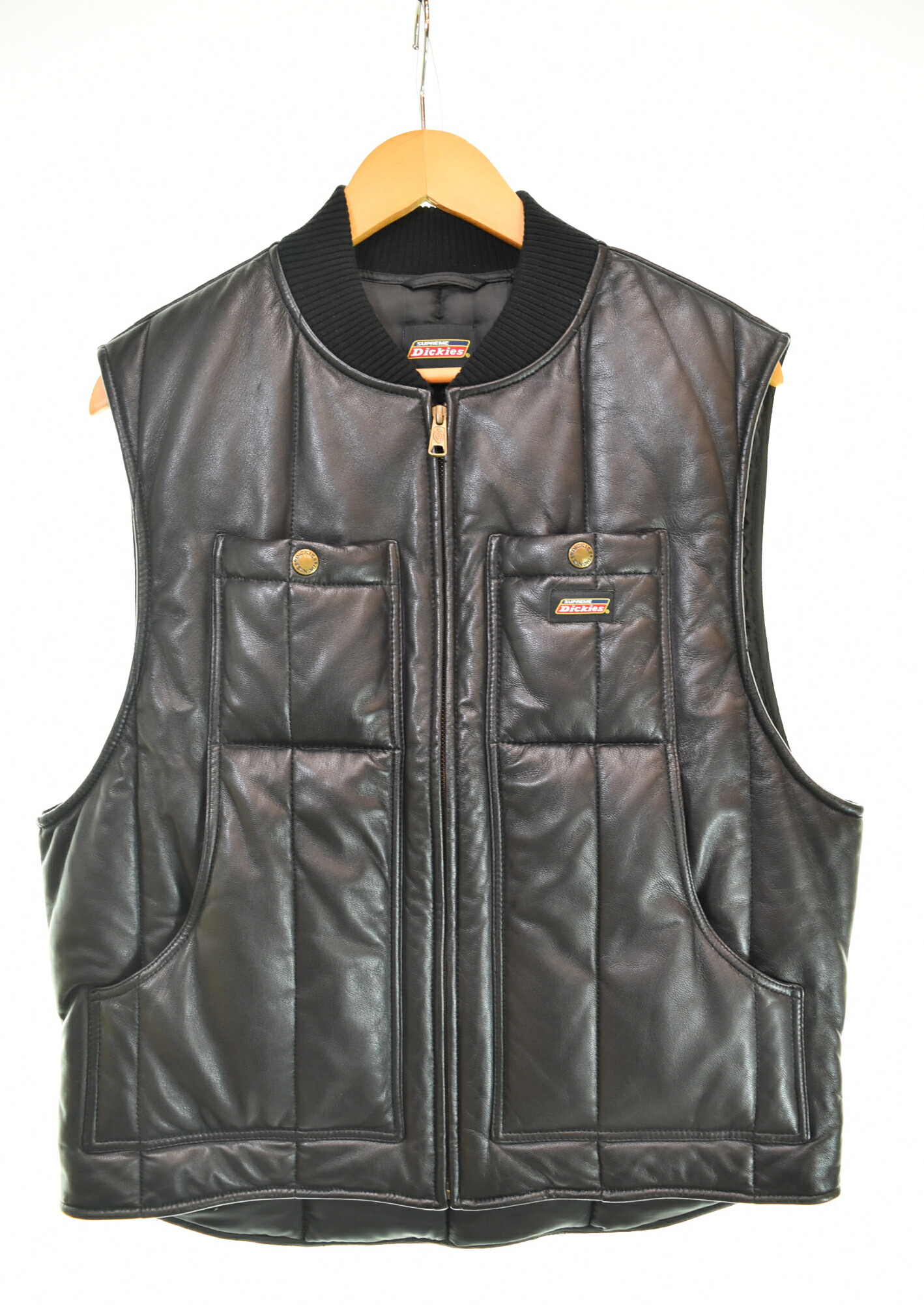 【中古】シュプリーム SUPREME 23AW Dickies Leather Work Vest レザーワークベスト ベスト ブラック Sサイズ 103MT-4383