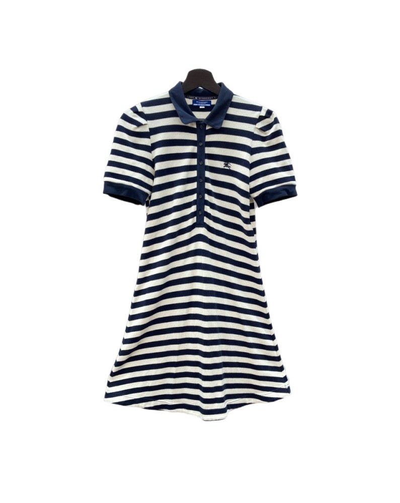 【中古】 バーバリー Burberry 青み付け札 BLUE LABEL スポーツシャツ 間借り人 衣装 A伝達ルート 太陽面爆発 ロゴタイプ刺・墸 三陽商会 日本製 NAVY 米国海軍 紺 WHITE 白いこと 白 E1P40-186-29 衣装 伝達ルート マルチ色つや SIZE38 104LT-481