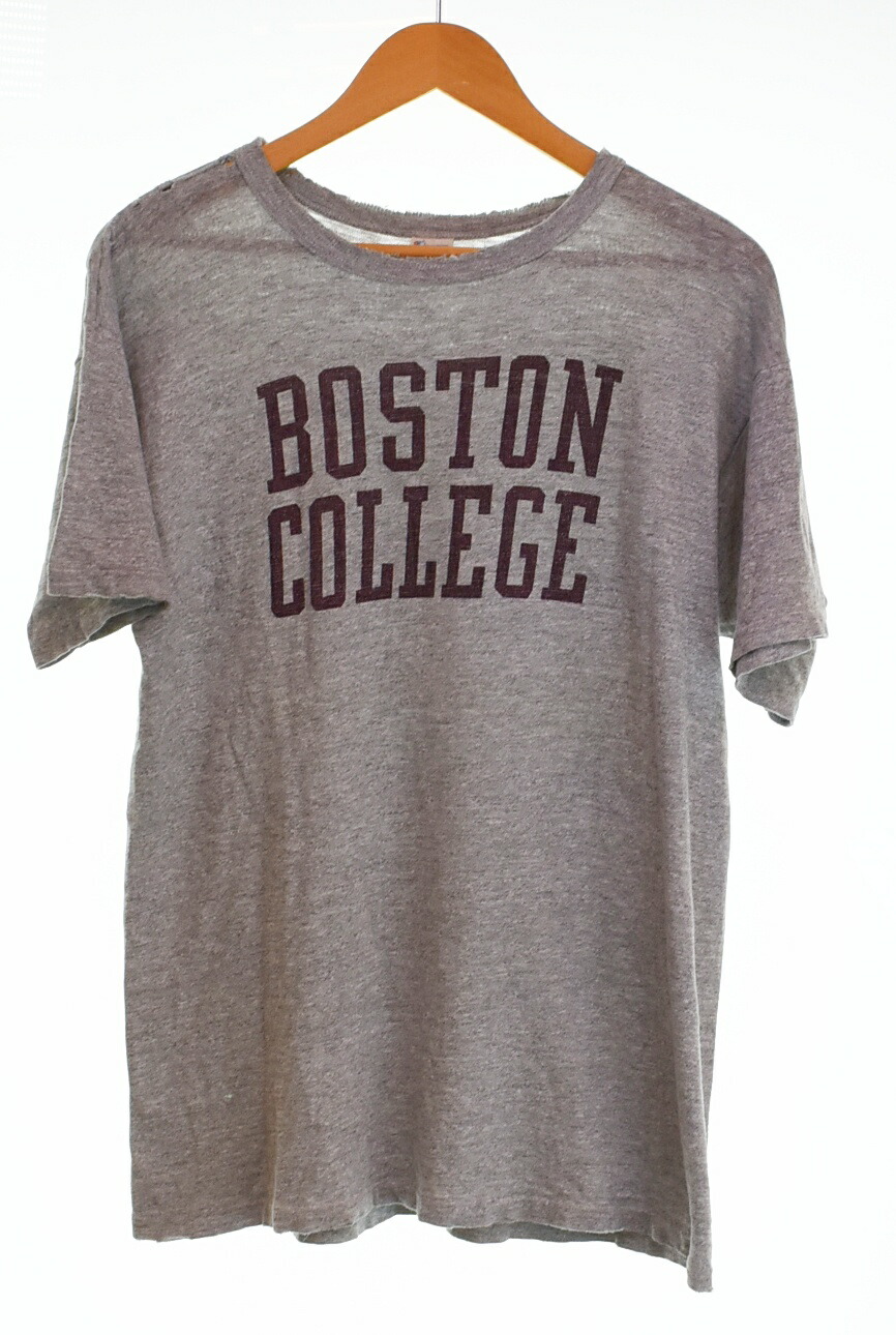【中古】はやりっ子 Champion 80s Vintage College Logo Tee ヴィンテージ 単科大学 ロゴタイプ プルオーバー トリコタグ 染み込み 刷り上げる 霜降り プルオーバー 薄墨色 L大きさ 103MT-4479