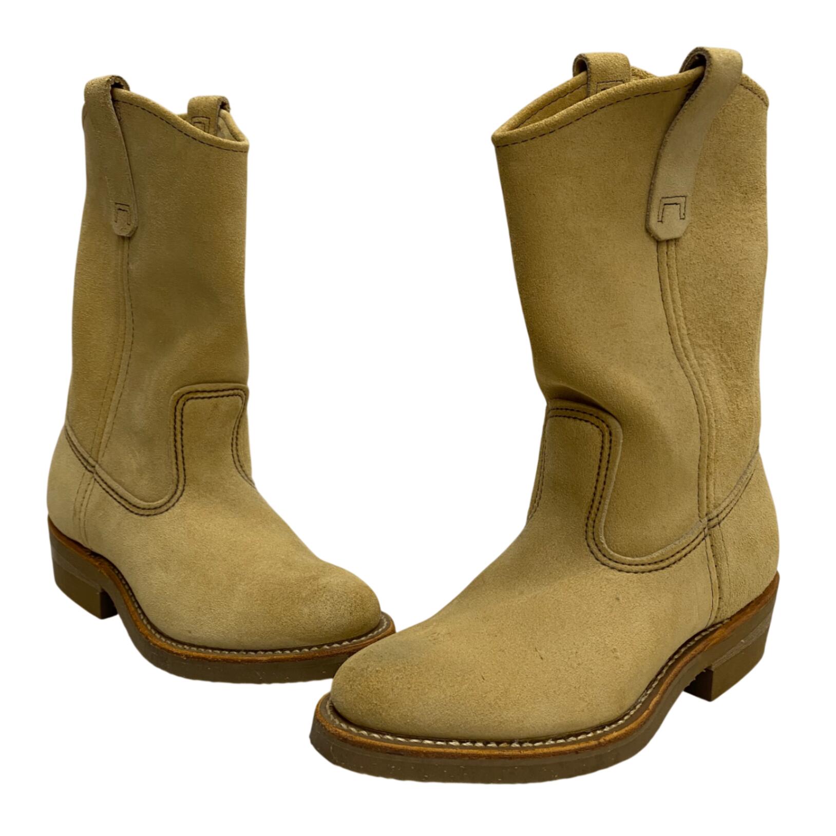 【中古】レッドウィング RED WING スエードクロス ペコスブーツ 5D 8156 メンズ靴 ブーツ ペコスタイプ ベージュ 23.5糎大いさ 201-shoes1714 VB