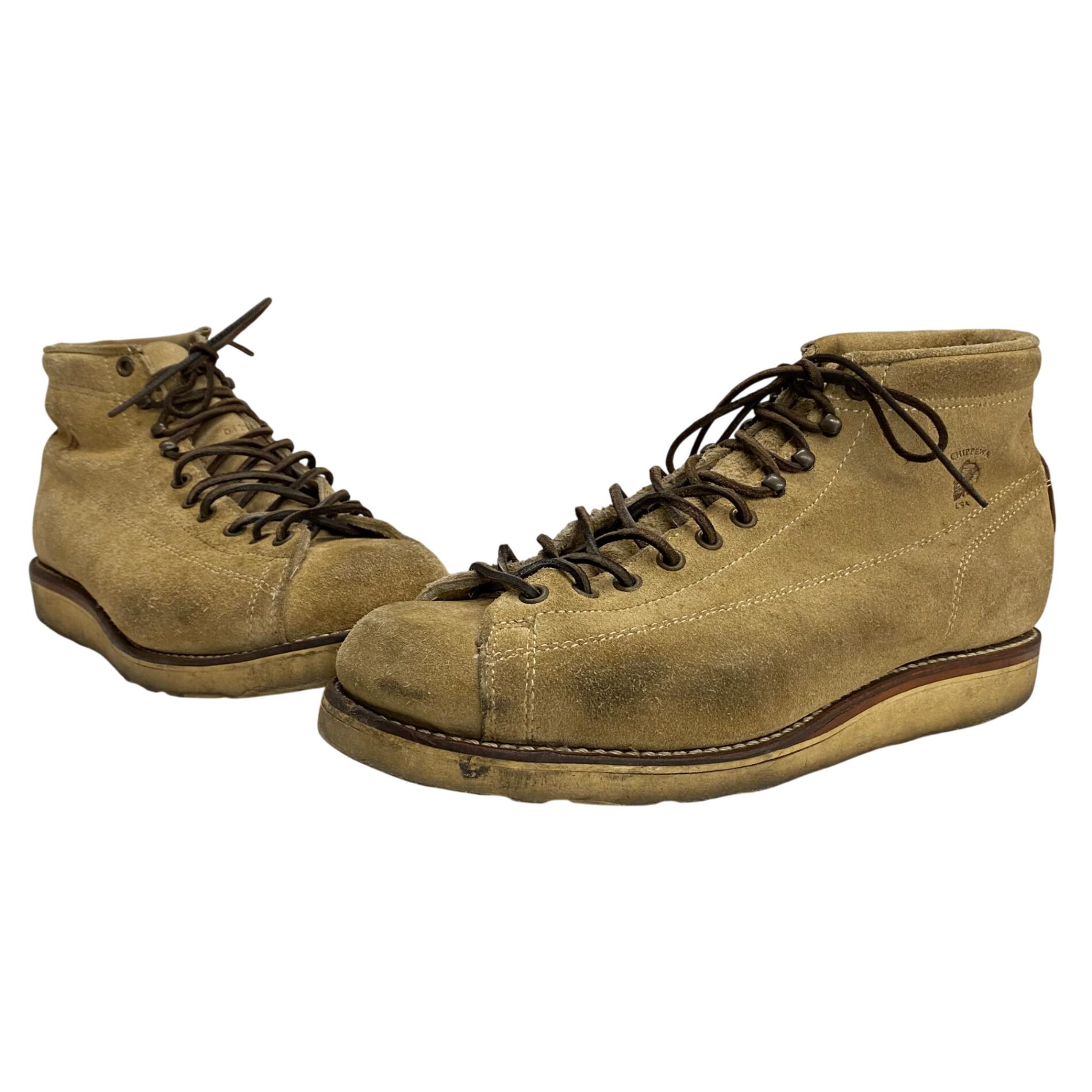 【中古】チペワ CHIPPEWA 90\u0027s 白引き舟 エテ公ブーツ スエードクロス 9 1/2EE メンズ靴 ブーツ 細工物 ベージュ 27.5糎大きさ 201-shoes1720 VB