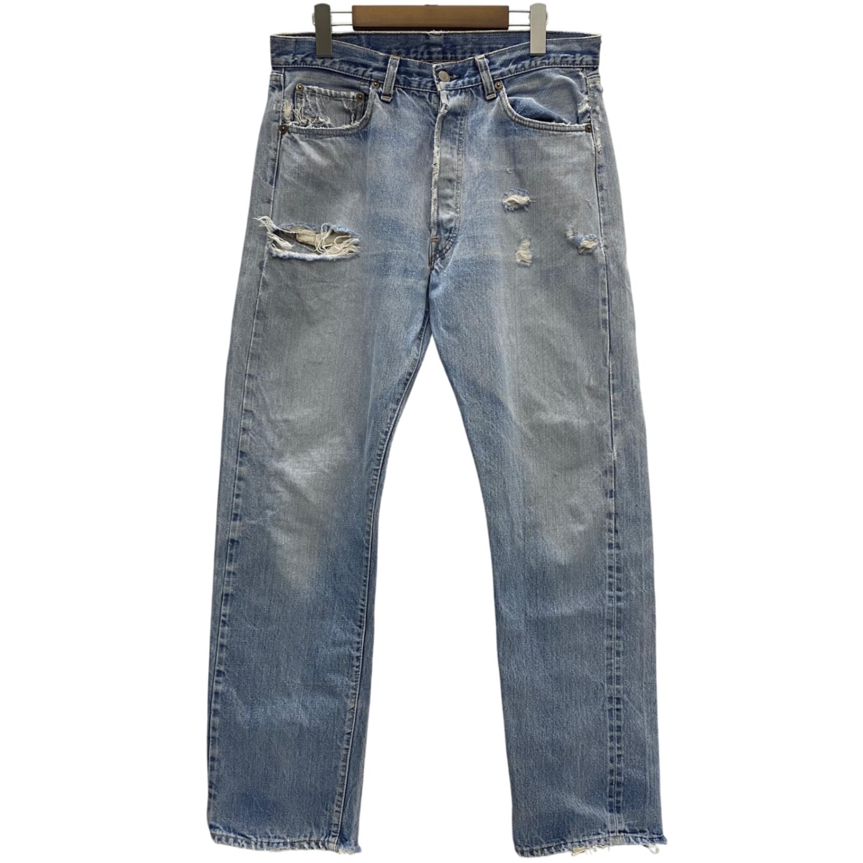 【中古】リーバイス Levi's 70's 66前期 刻印6 赤耳 アイスブルー デニムパンツ 実寸W33 デニム ブルー 201MB-1445 VB｜ドンドンサガール