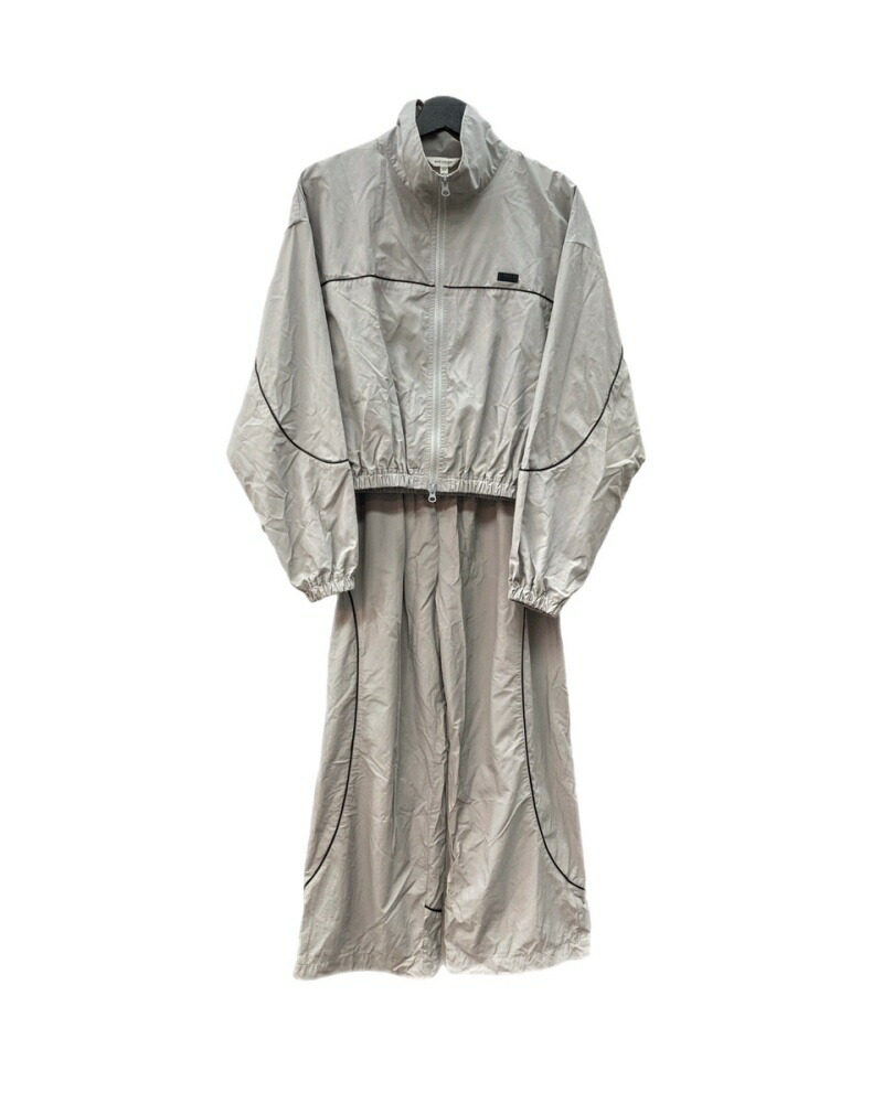 【中古】 マウジー moussy CURVED LINE 上衣 ズボン下 セットアップ ナイロン ドローコード付 ダブルジップ 貨物自動車上衣 GRAY 薄墨色 010GAS30-7140 セットアップ ロゴタイプ 薄墨色 F大きさ 104LT-495